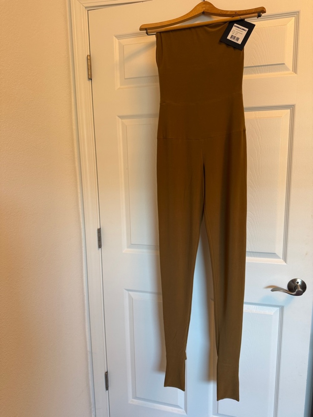 Norma Kamali Olive-Green Strapless Jumpsuit